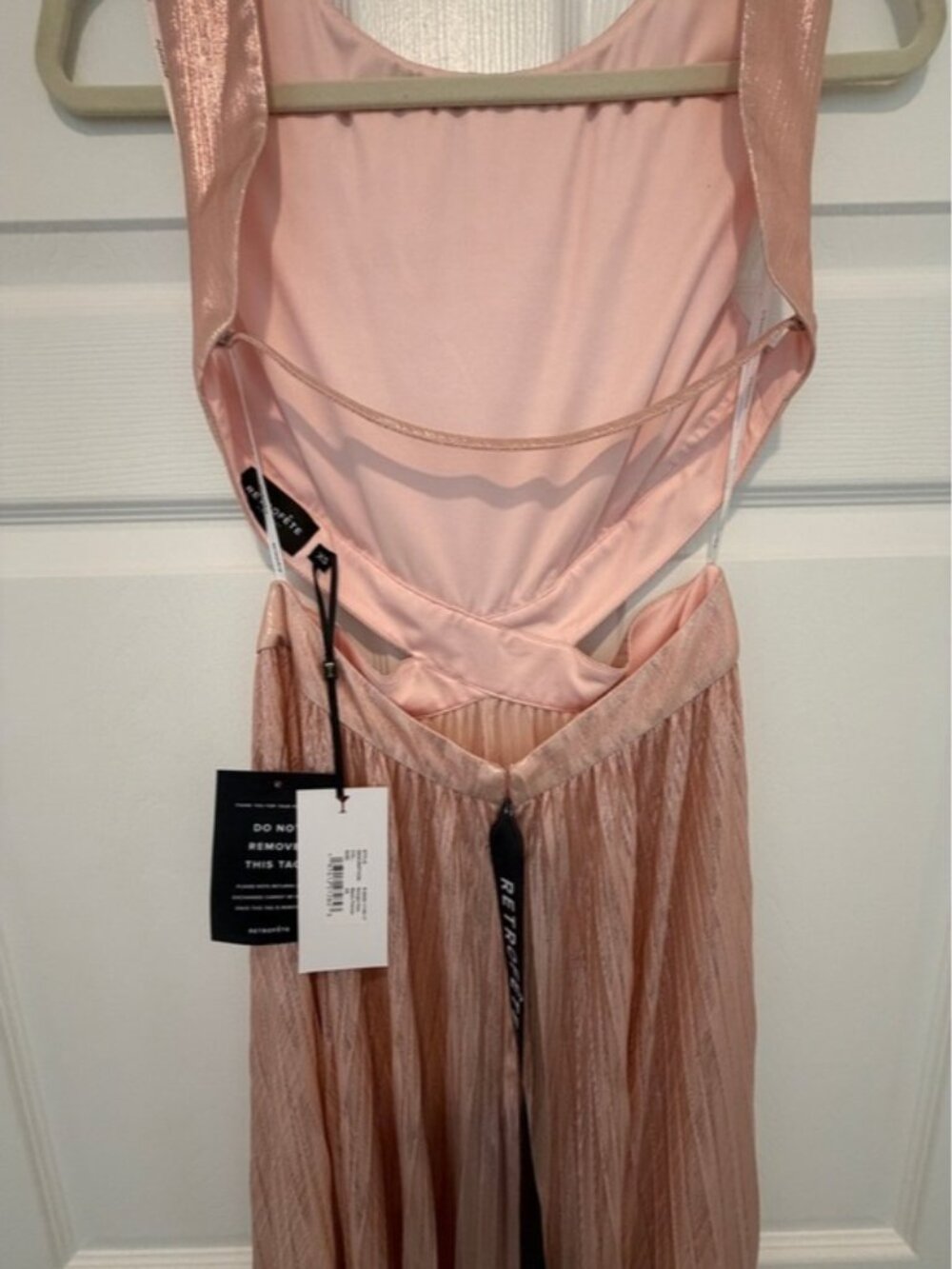 Retrofete Metallic Blush Cutout Pleated Maxi Gown. - Picture 7 of 10
